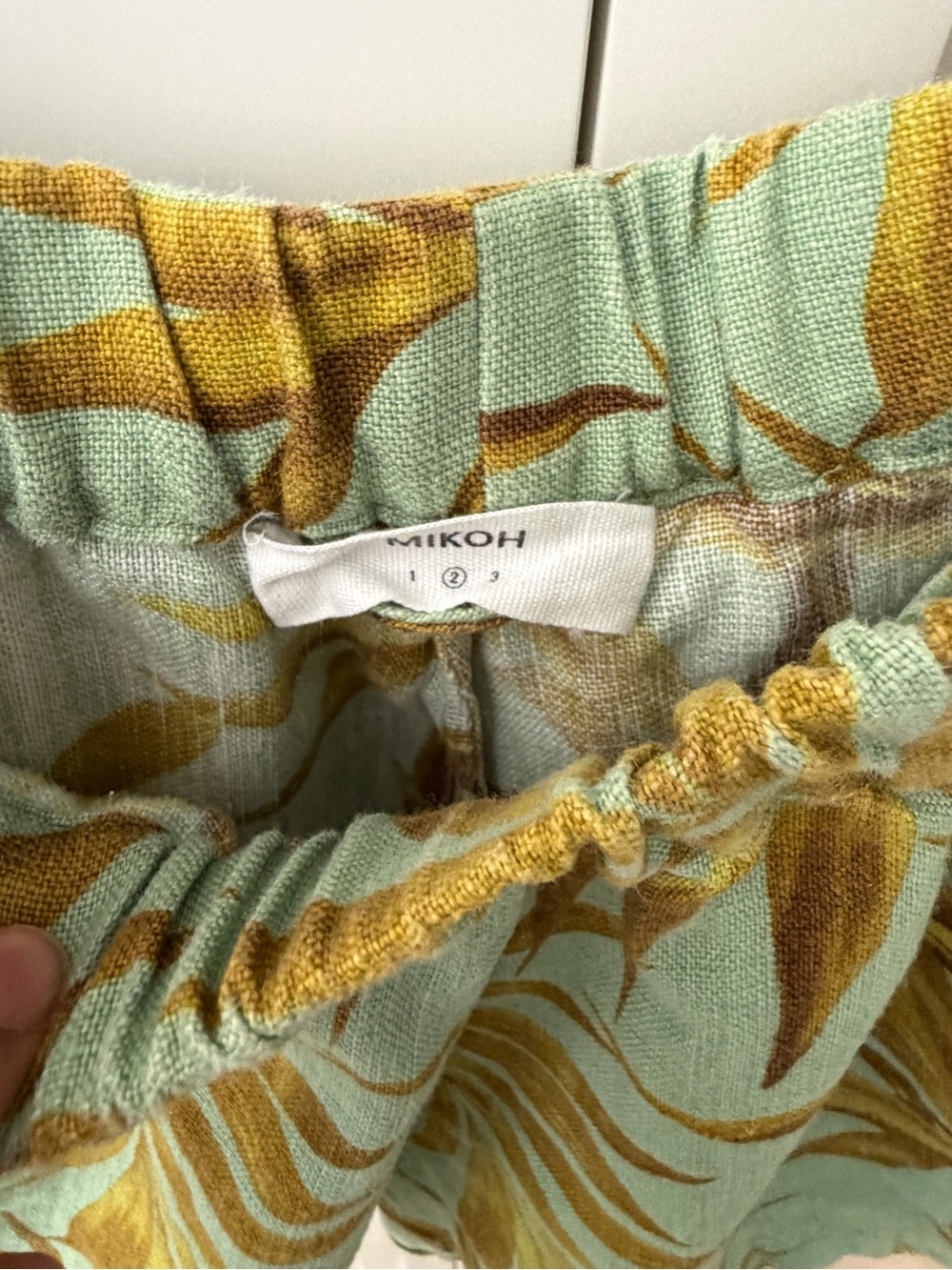 Mikoh Sage Green Tropical Shirt & Shorts Set with Golden Palm Print - Picture 5 of 7